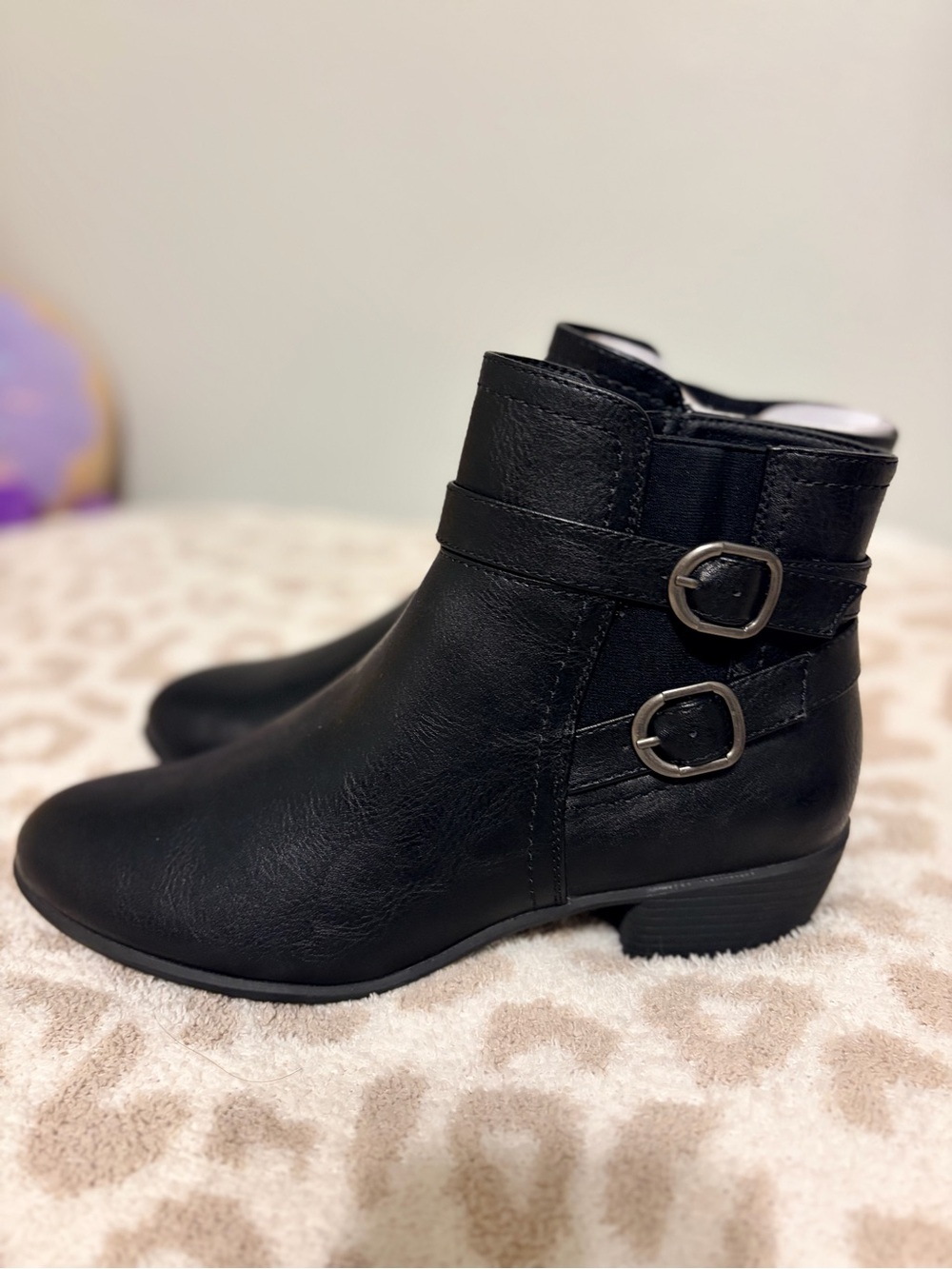 croft & barrow Black Double Buckle Ankle Booties